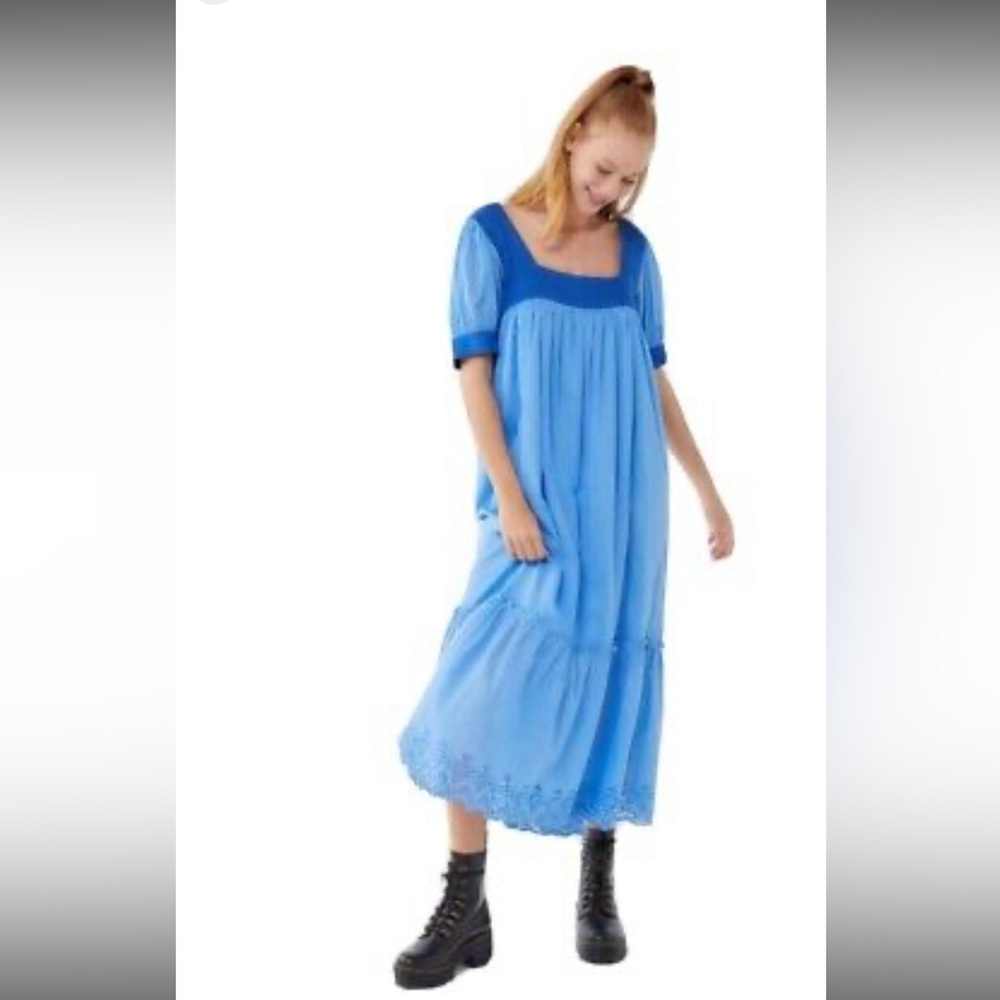 Urban Outfitters blue mumu puff sleeve maxi dress